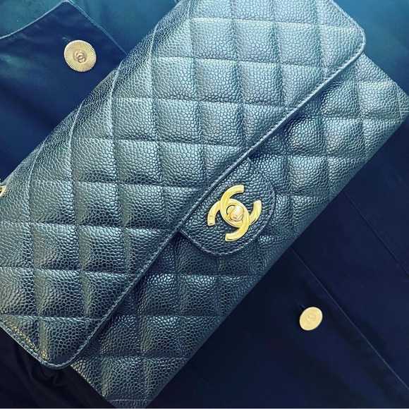 💔SOLD💔 CHANEL Vintage Little Black Jacket with CC logo buttons denim FR40 auth - Picture 5 of 15